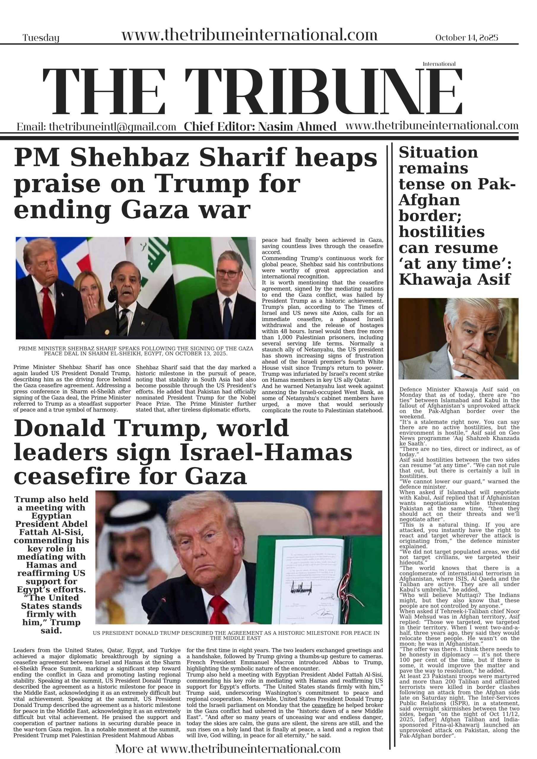 Epaper, The Tribune International