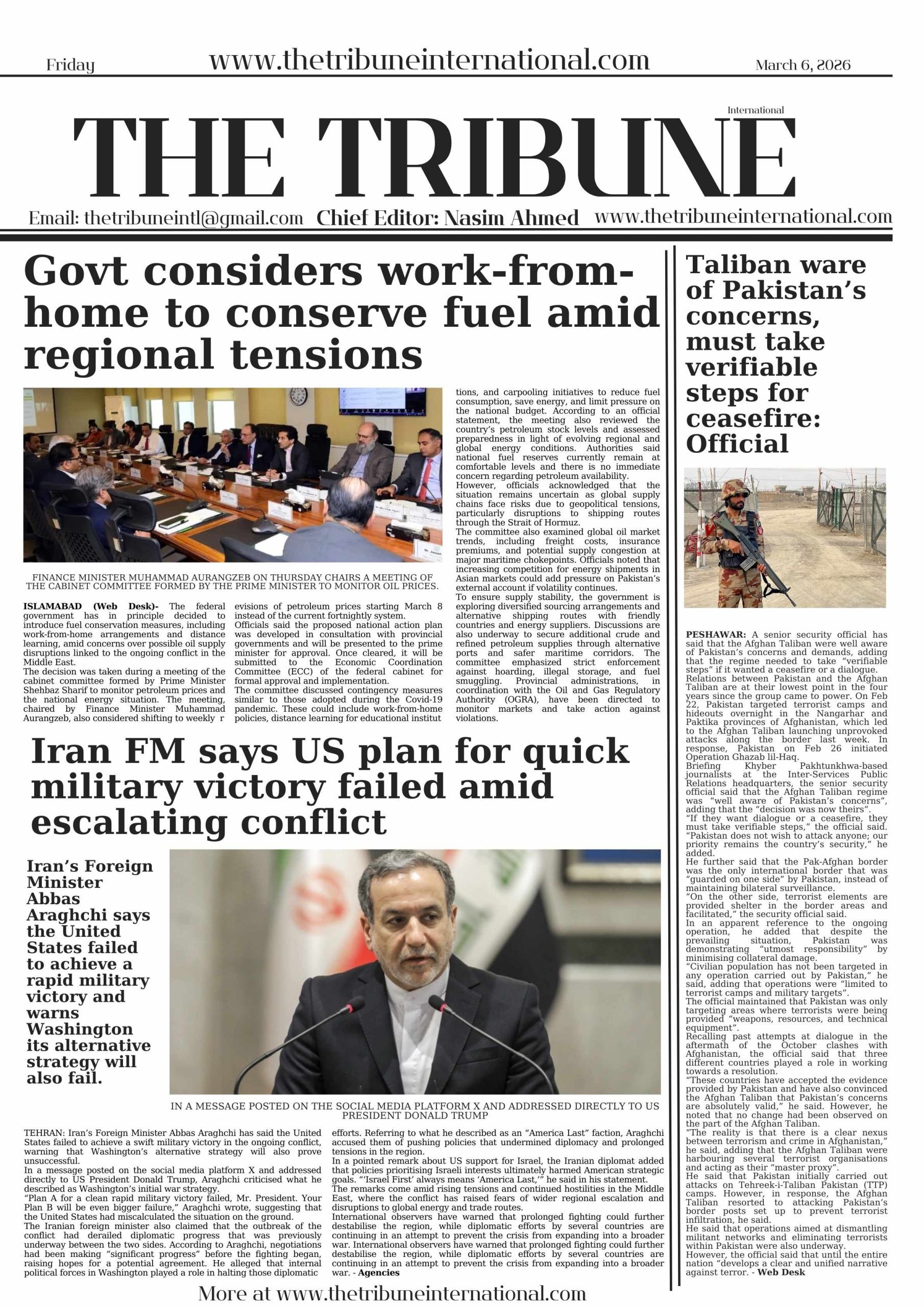 Epaper March 6, 2026. The Tribune International
