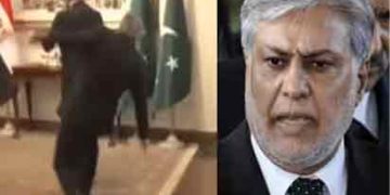 FM Ishaq Dar stumbles while receiving Egyptian counterpart