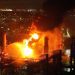El Segundo, CA - October 03: An aerial view of Chevron crews attempting to extinguish a large fire and explosion that occurred at Chevron Refinery in El Segundo Friday, Oct. 3, 2025. (Allen J. Schaben / Los Angeles Times)