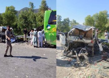 18 killed as passenger coach rams stranded bus on Swat Expressway