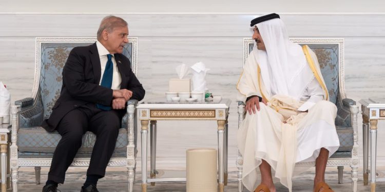 Shehbaz Sharif visits Qatar to offer condolences on former emir’s death