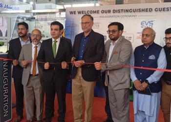 Federal Minister for Planning, Development and Special Initiatives, Ahsan Iqbal is addressing the Inauguration Ceremony of EVS World and Electricity Pakistan Exhibition at Expo Centre Lahore. Eng Ameer Zameer and others also present
