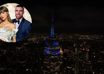 Empire State Building glows light blue to honor Taylor Swift and Travis Kelce’s star-studded wedding